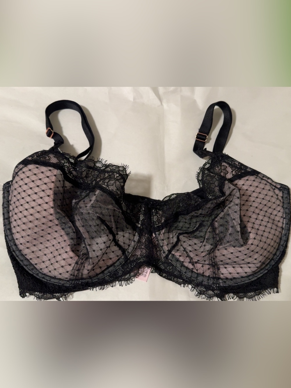 Wicked Lace Unlined Balconette Bra Black & Light pink Dream Angels By VS - Picture 4 of 4